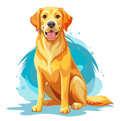 vector illustration of labrador retriever, sitting, watercolor