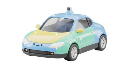 Fototapeta premium Colorful Toy Car with Camera on White Background