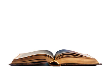 Open ancient book with aged  isolated on a transparent background
