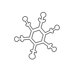 A snowflake is drawn in black and white