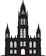 Fototapeta premium Gothic Architecture Silhouette Vector Illustration of a Grand Cathedral Building