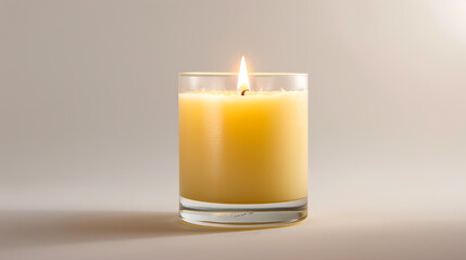 White candle isolated on white background, close-up