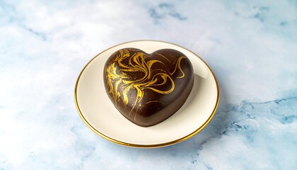 Heart-shaped chocolate dessert on plate