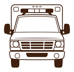 Vector illustration of a front view emergency ambulance in flat minimalist design