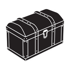 Antique Trunk With Metal Locks Silhouette