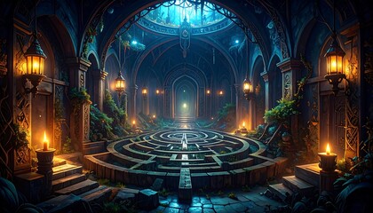 Obraz premium Dark, mystical, ancient maze