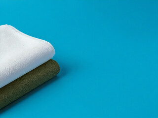 towels on a blue background