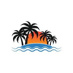 palm beach logo design concept with sunset