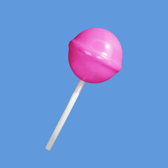 Pink Lollipop Candy on Blue Background