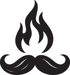 Fiery mustache no shave november black and white icon