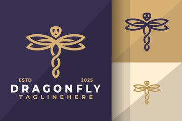 Dragonfly Minimal Logo Icon Vector Design Illustration