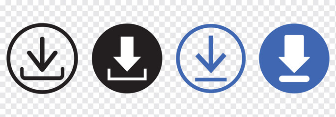 Download icon vector illustration, isolated download icon in trendy flat style, download sign vector, Download button. Download vector icons. Upload symbol collection. Black, Blue Color icon set.EPS10