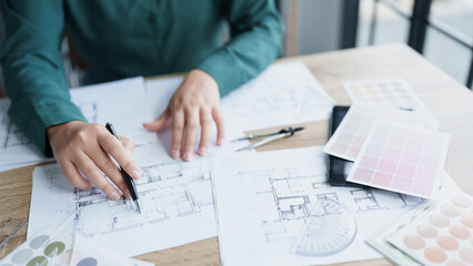 Architecture drawing on architectural Creative project business architecture building construction Industrial engineering