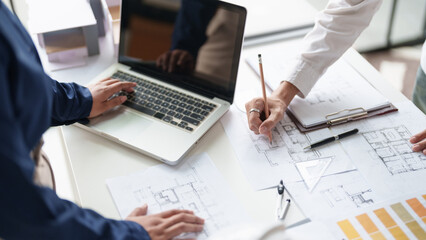 Architecture drawing on architectural project business architecture building construction...