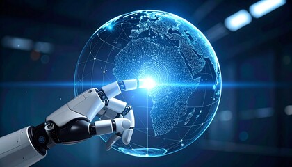 Advanced Maintenance Robot Interacting with Holographic System Diagnostic Interface (Photorealistic 8K)