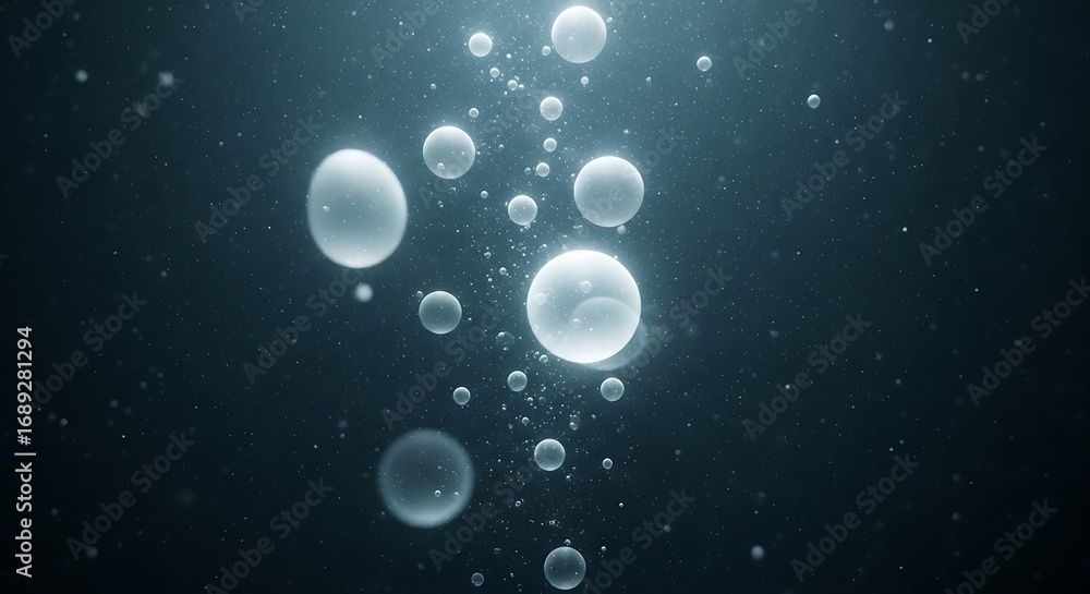Poster bubbles floating in dark water create a mysterious and ethereal atmosphere, perfect for adding a tou