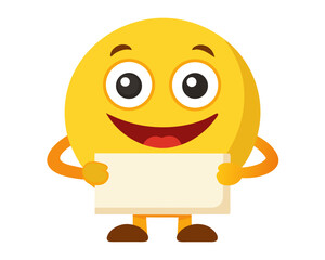 Happy emoji holding a blank sign for your message