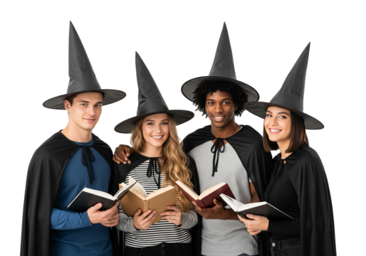 Witch Study Circle in Matching Costumes & Spellbooks