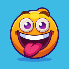 Goofy yellow emoji with tongue out and big eyes