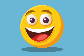 Joyful cartoon smiley face with wide grin and big eyes