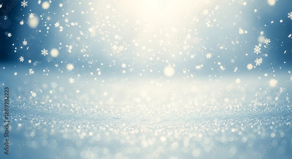 Aufkleber abstract winter background with falling snow and bokeh lights creating a magical and festive atmosph