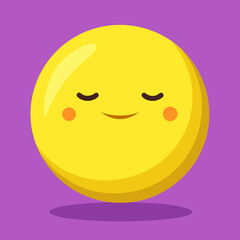 Contented yellow smiley face with closed eyes and blushing cheeks