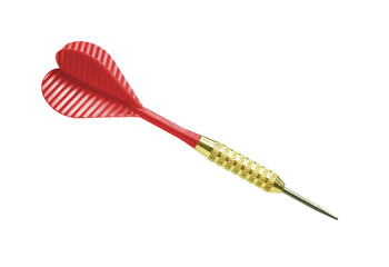 Red dart with white stripes and gold grip isolated on transparent background