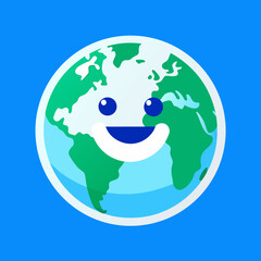 Fototapeta premium Happy smiling earth character illustration