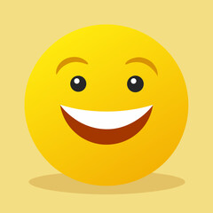 A happy yellow smiley face with a big grin