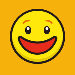 A happy yellow smiley face with a big red smile
