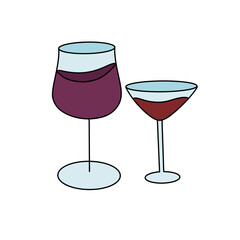 Two wine glasses, one of which is a martini glass, are shown side by side