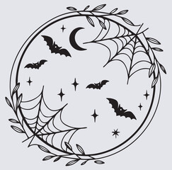 minimal gothic Halloween frame silhouette vector art illustration