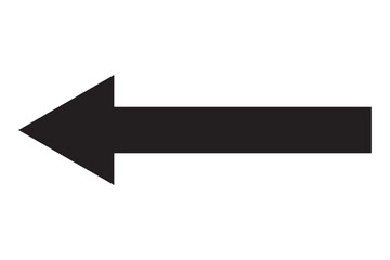 Long isolated red arrow icon on white background. Left direction arrow icon. Straight red long arrow on white background. 