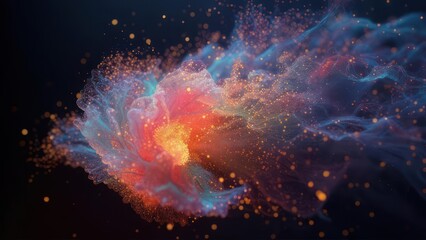 Fototapeta premium Abstract swirling nebula of vibrant colors and particles