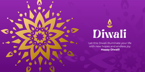 Happy Diwali. Indian festival of lights luxury design in trendy geometric style with Indian ornaments, pattern and oil lamp Holiday background for branding, card, banner, cover, poster, flyer