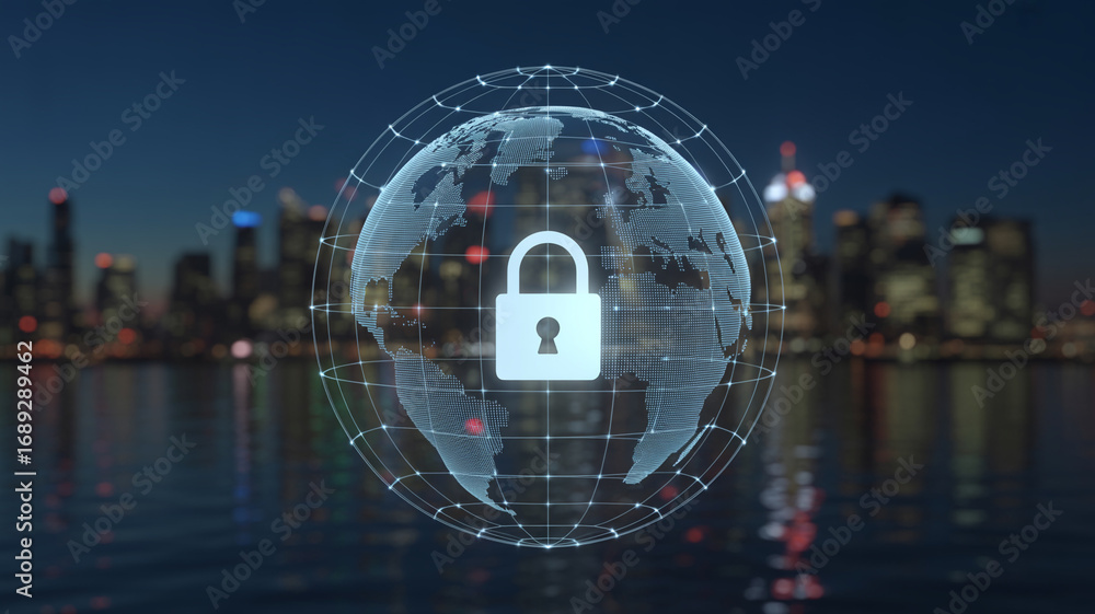 Poster global network security cybersecurity internet security data protection and privacy online safety co