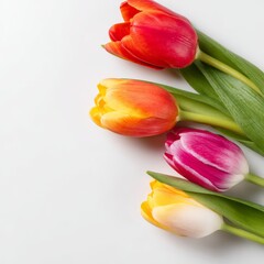 Vibrant tulips with colorful petals gracefully arranged 