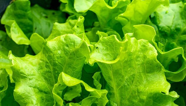 Close-up of fresh, vibrant green lettuce leaves
