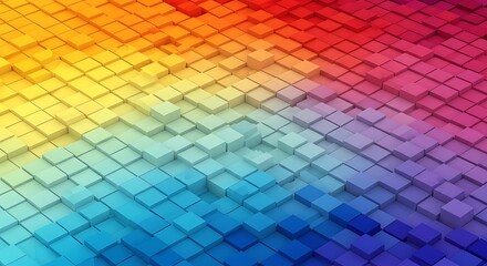 Abstract geometric background with a gradient of vibrant colors and a pattern of small cubes creating a dynamic texture
