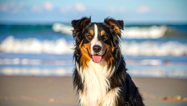Happy dog on beach