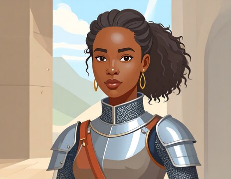 Fototapeta Dark-skinned female warrior portrait