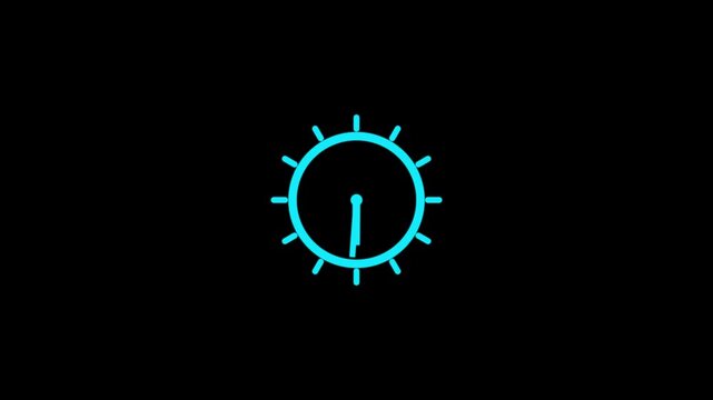 clock icon minimal, moving arrow 12 hour loop. stopwatch animation. arrow rotate 12.00 to 12.00 on the background.