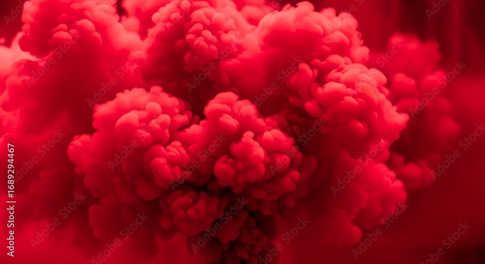 Aufkleber intense red smoke cloud billowing and swirling, creating a dramatic and visually striking abstract p