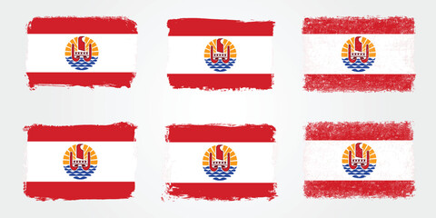 Grunge brush style French Polynesia flag collection