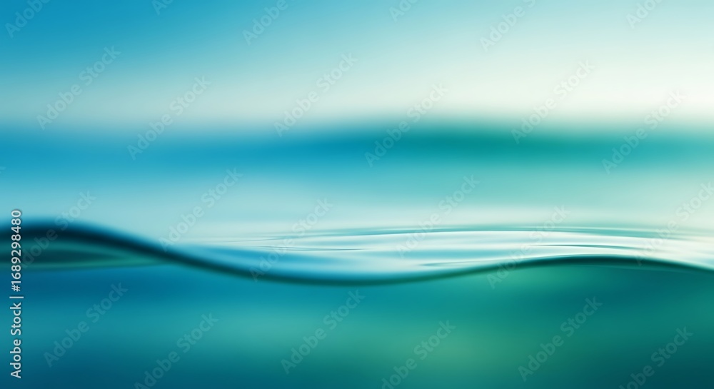 Poster a serene and calming view of gentle ocean waves with a smooth surface reflecting the soft light of t