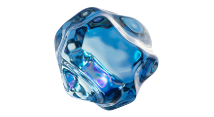 Abstract Blue Liquid Shape Modern Design Element Isolated on Black Background Stock Photo