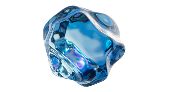 Abstract Blue Liquid Shape Modern Design Element Isolated on Black Background Stock Photo