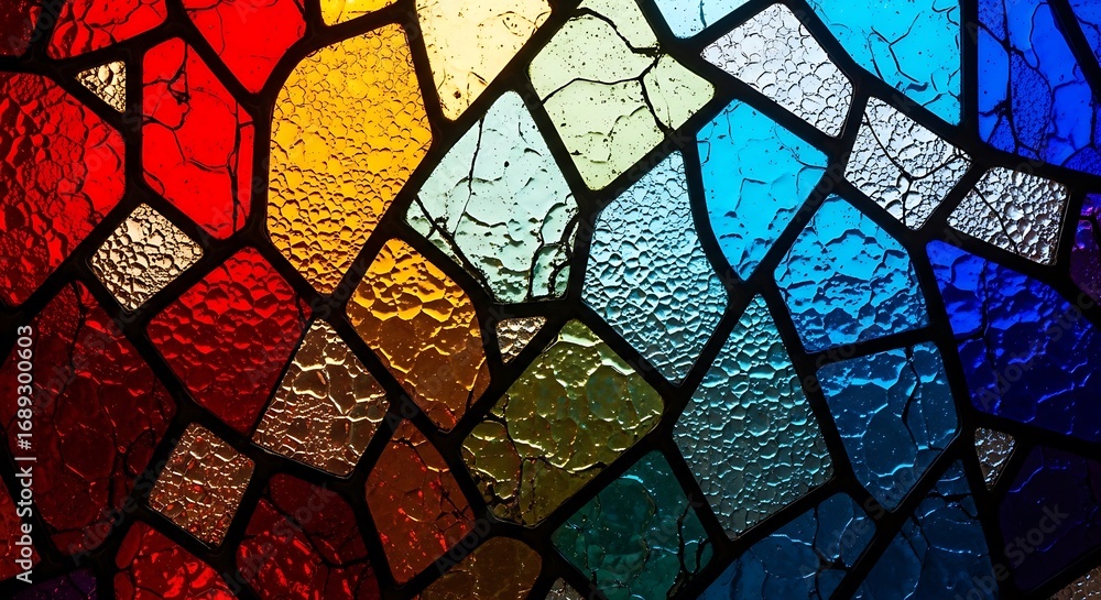 Aufkleber a vibrant stained glass window featuring a mosaic of colorful fragments, creating an intricate and a