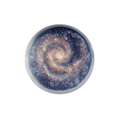 Milky Way Galaxy in Petri Dish A Conceptual Image of Cosmic Exploration and Scientific Discovery