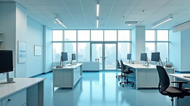 modern office interior with desk
